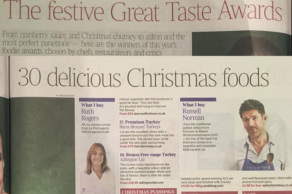 barra bronzes win the times festive food awards