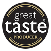 A logo of "Great Taste Producer" with gold and black colors.